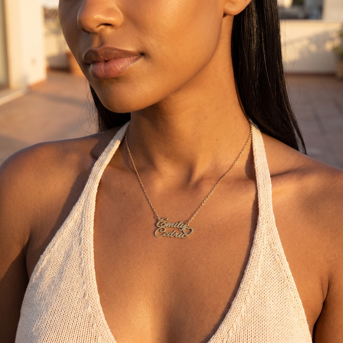 Couple Name Heart Necklace